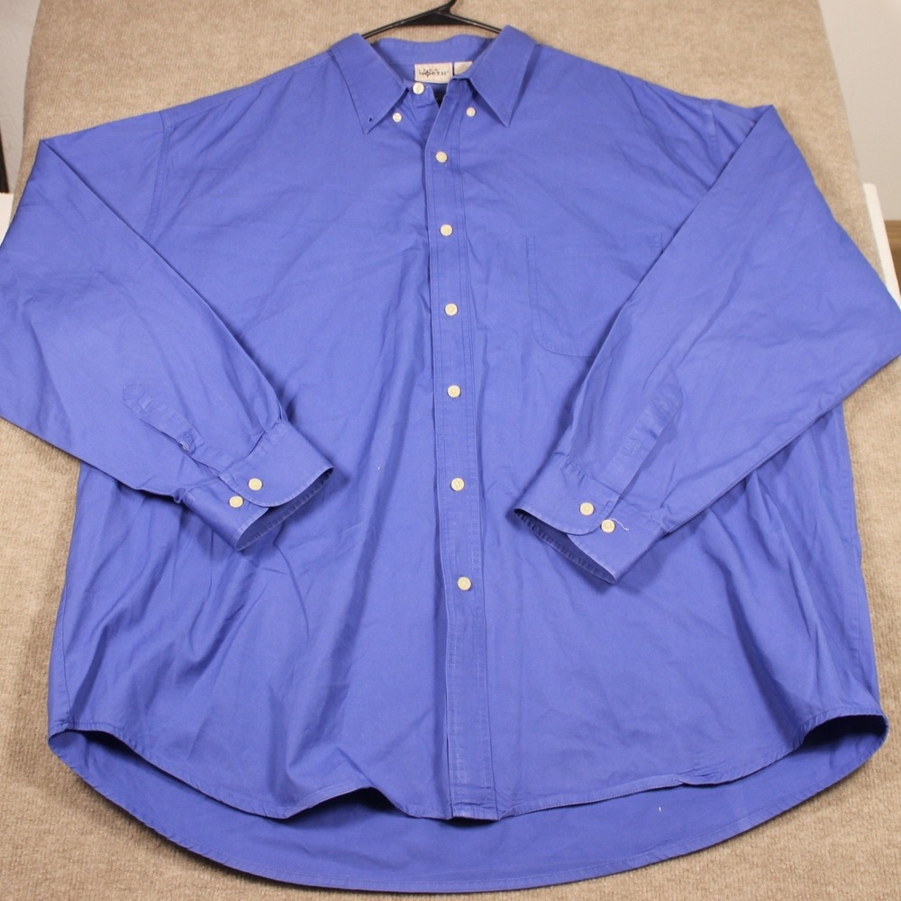 1250 North Mens 3XL Blue Long Sleeve Button Down Cotton Shirt